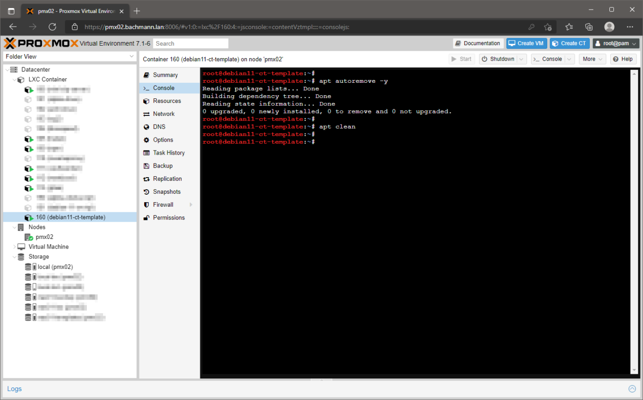 Proxmox LXC Container Templates ohne DAB erstellen bachmannlan.de